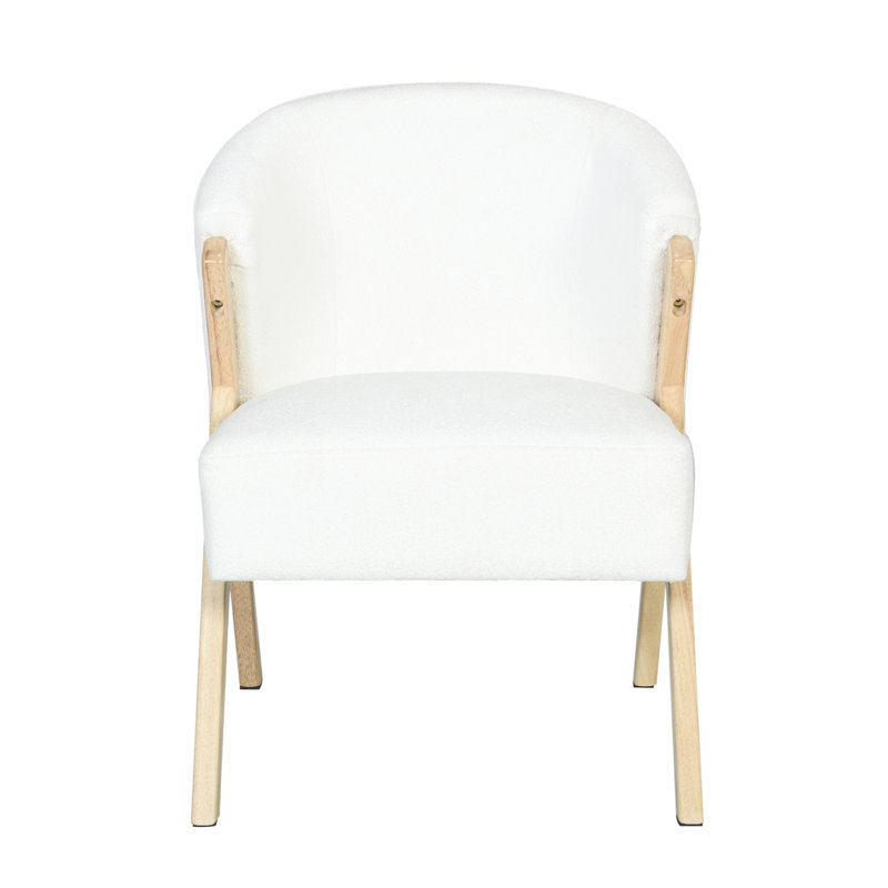 Modern Accent Chair With White Upholstery And Solid Wood Frame Minimalist Lounge Chair For Living Room Bedroom Or Office